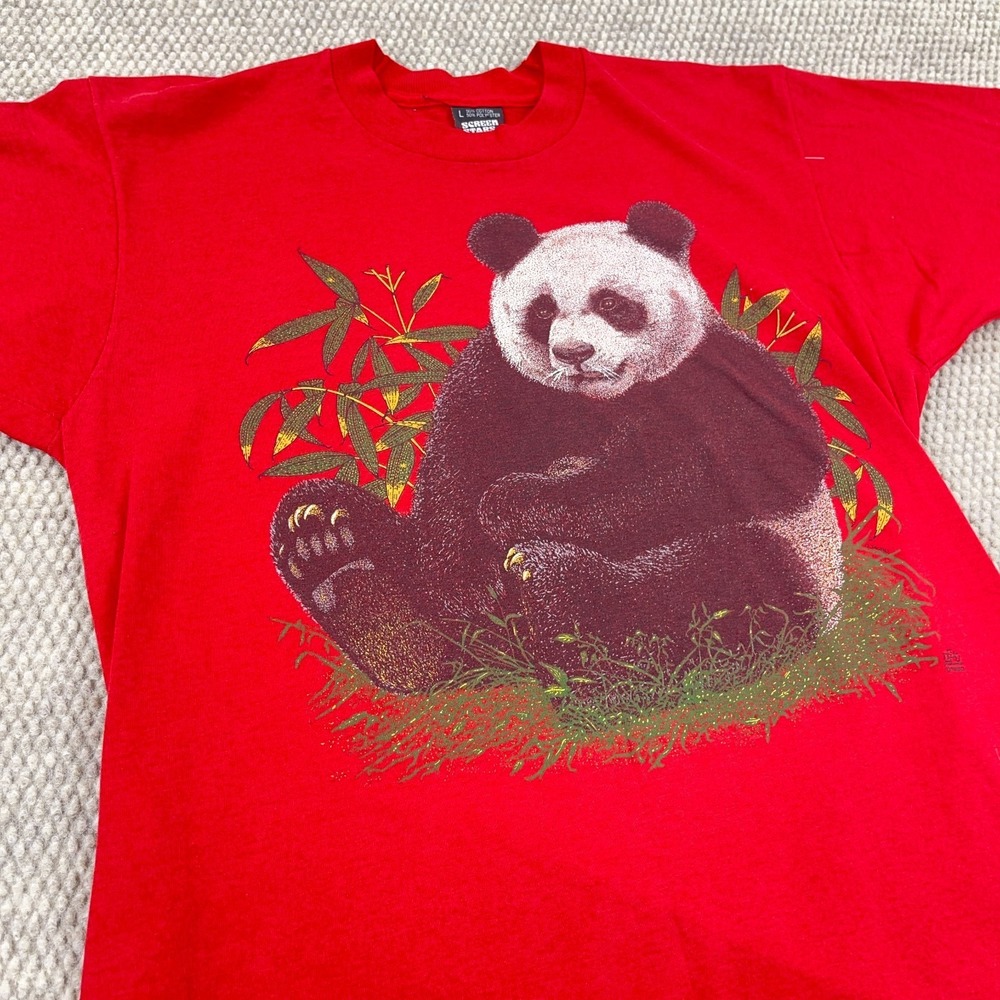 Vintage Nature Shirt Men Large Red Panda Bear Tee Single Stitch 90s Screen Stars - Picture 7 of 11